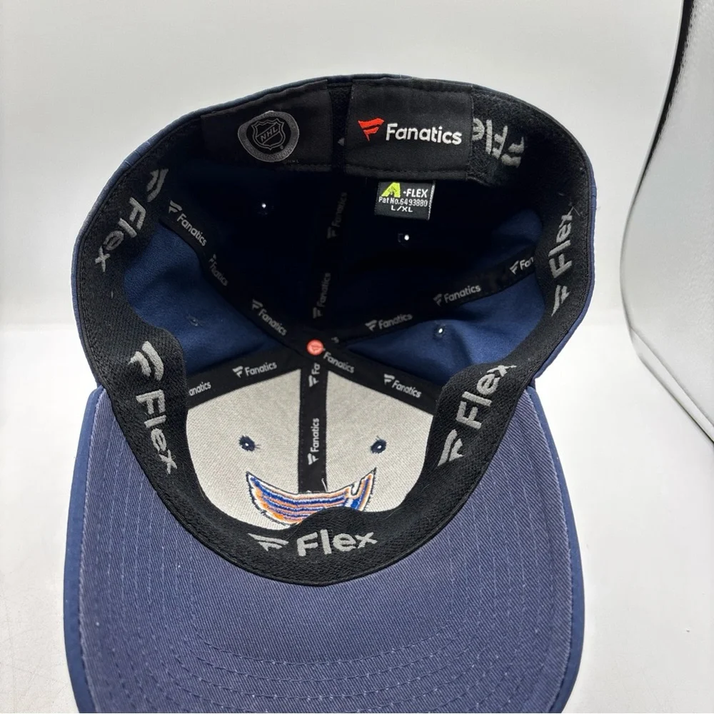 St Louis Blues NHL Fanatics Navy Blue A-Flex Large/X-Large Fitted Baseball Hat - Picture 8 of 8